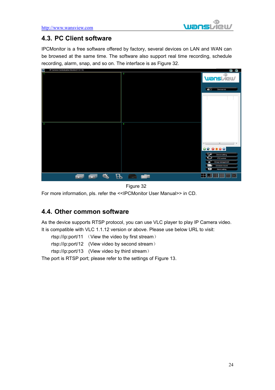 Pcclientsoftware, Othercommonsoftware, Pc c | Lient software, Ther common software, Pc client software, Other common software | WansView NCM625MW User Manual | Page 25 / 32