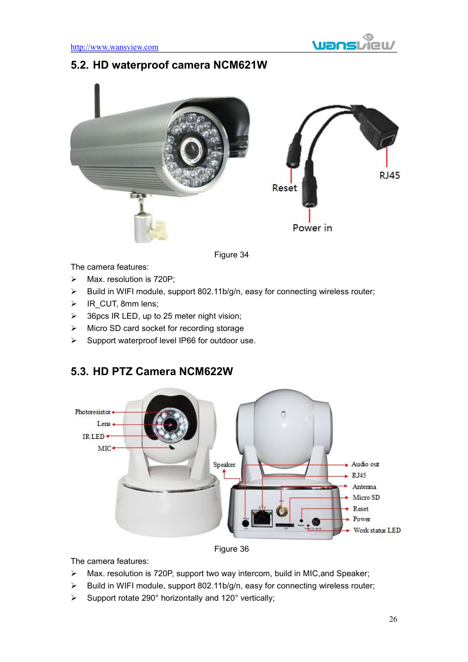 Hdwaterproofcamerancm621w, Hdptzcamerancm622w, Waterproof camera | Ncm621w, Hd ptz c, Amera, Ncm622w, Hd waterproof camera ncm621w, Hd ptz camera ncm622w | WansView NCM625MW User Manual | Page 27 / 32