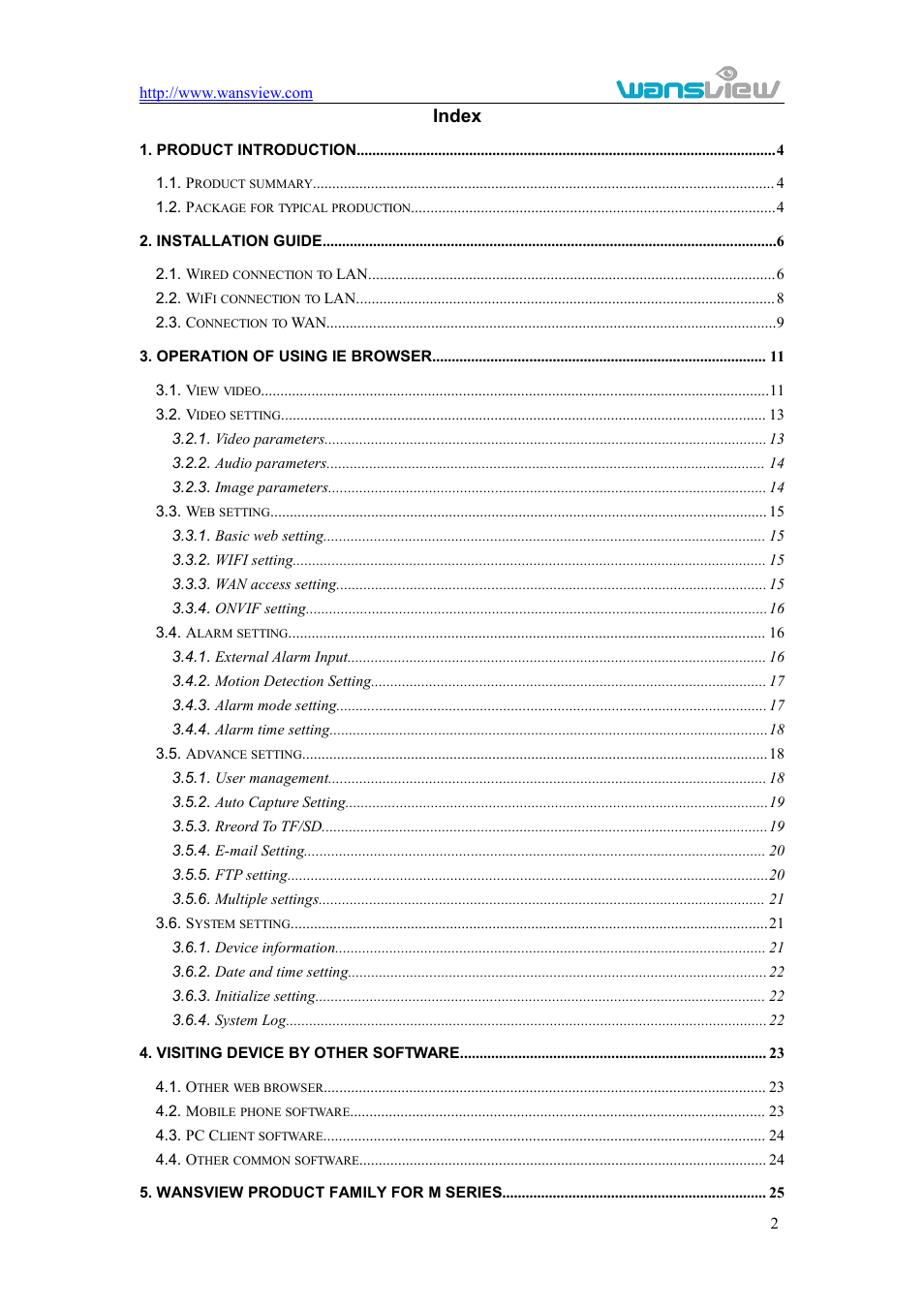 Index | WansView NCM625MW User Manual | Page 3 / 32