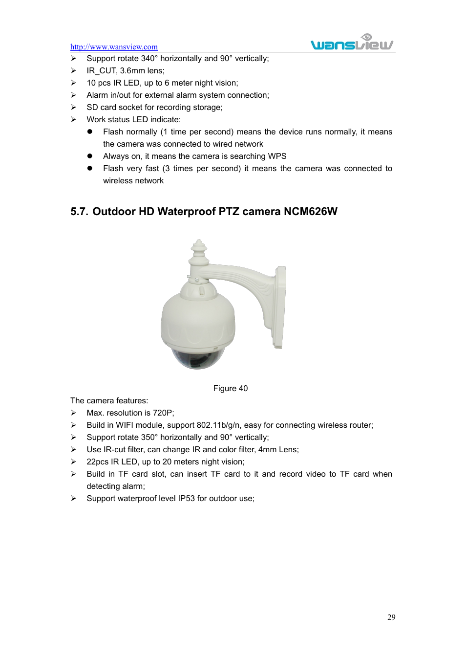 Outdoorhdwaterproofptzcamerancm626w, Utdoor, Hd w | Aterproof, Camera, Ncm626w, Outdoor hd waterproof ptz camera ncm626w | WansView NCM625MW User Manual | Page 30 / 32