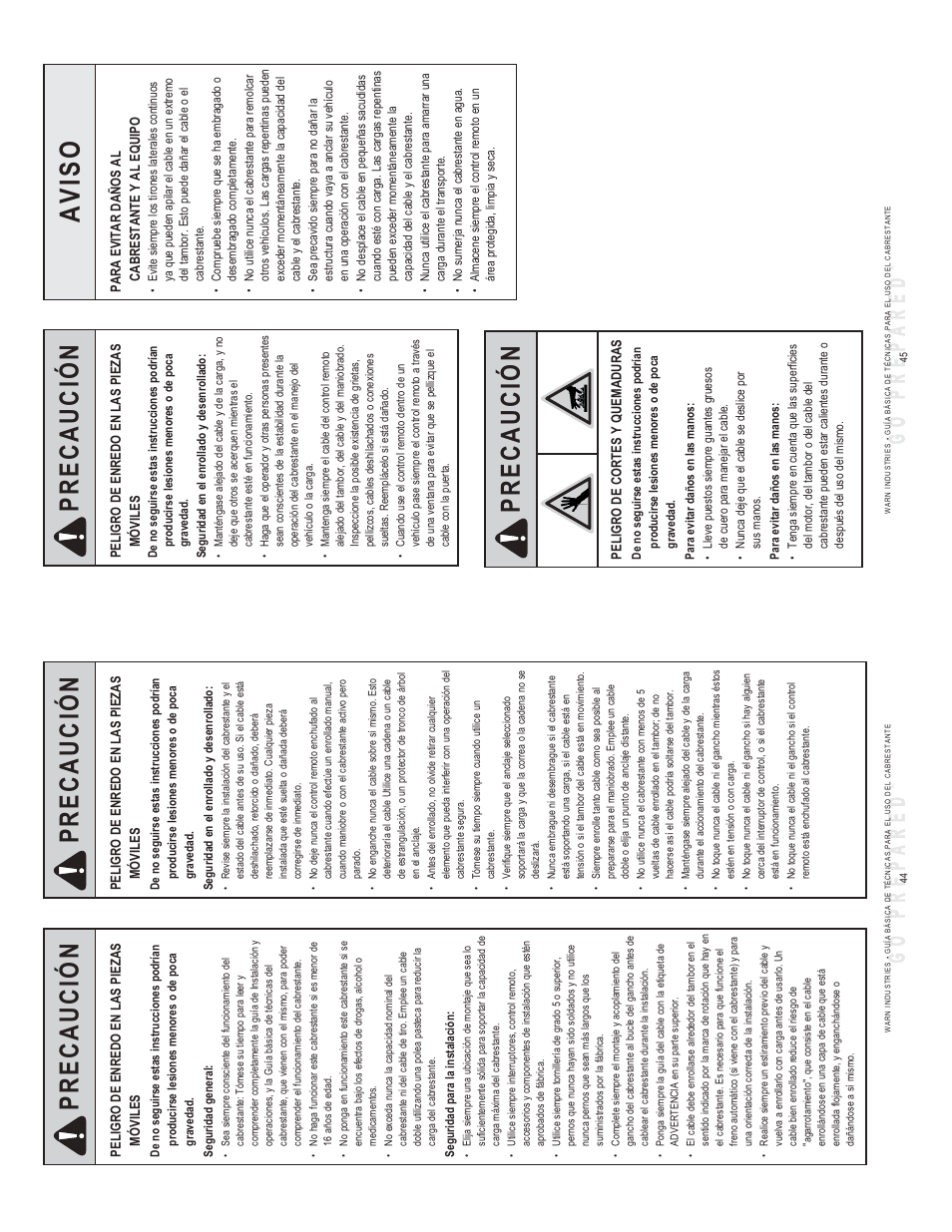 Aviso, Precaución | WARN SNATCH BLOCK User Manual | Page 23 / 30