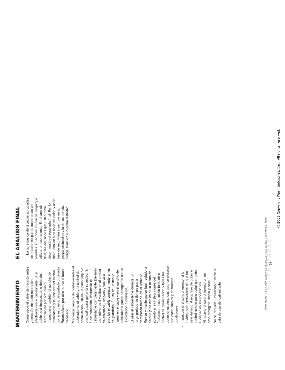 El análisis final mantenimiento | WARN SNATCH BLOCK User Manual | Page 30 / 30