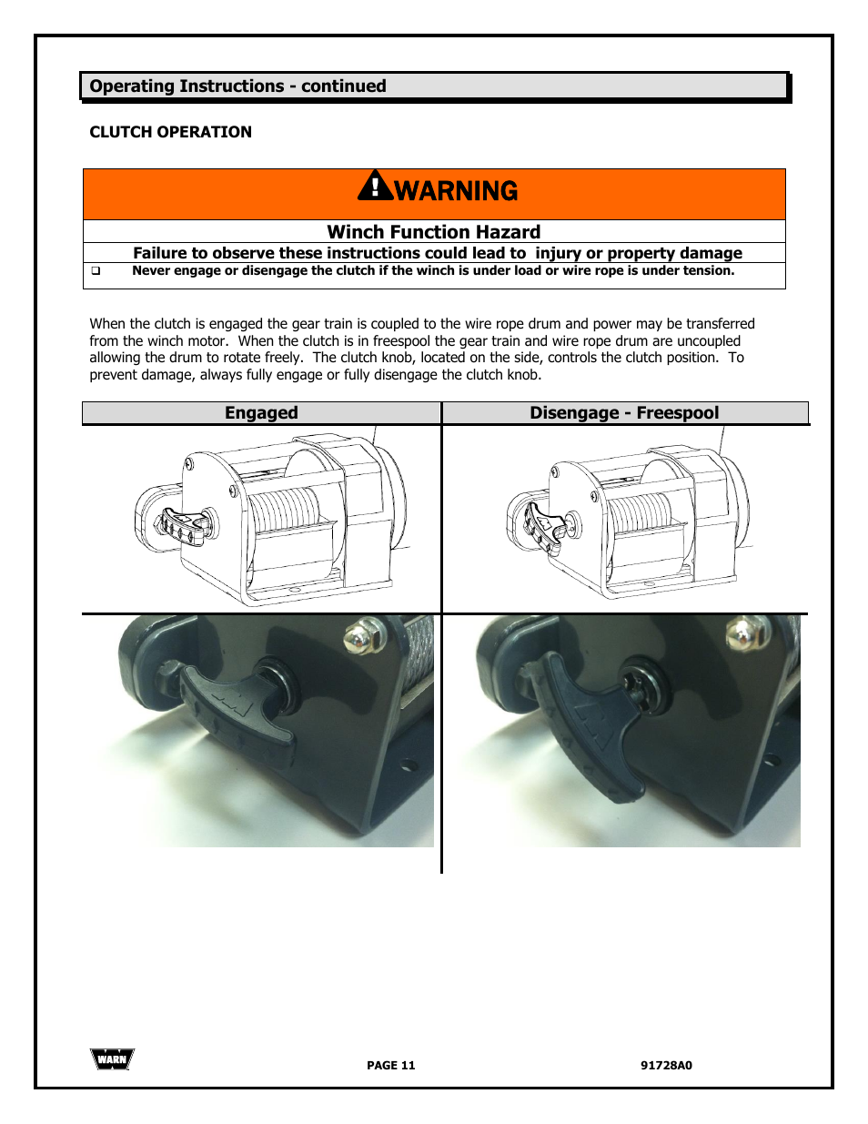 Warning | WARN 2000 DC User Manual | Page 11 / 126