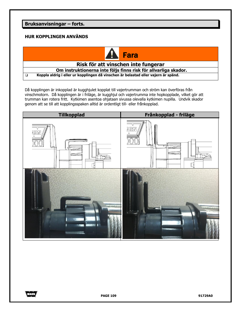 Fara | WARN 4000 DC User Manual | Page 109 / 126