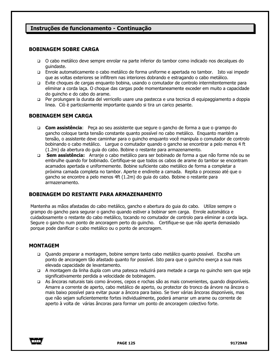 WARN 4000 DC User Manual | Page 125 / 126