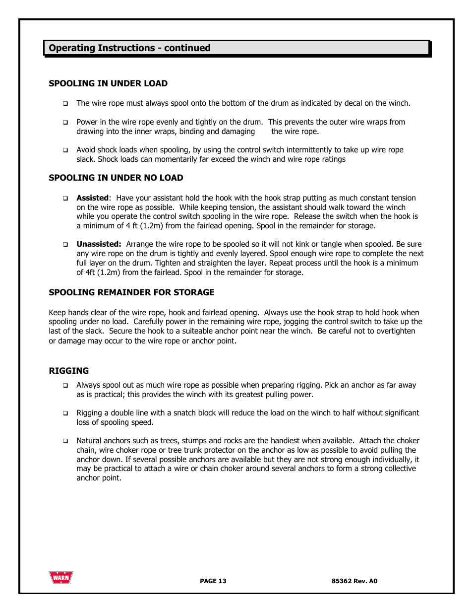 WARN 4700 DC User Manual | Page 13 / 127