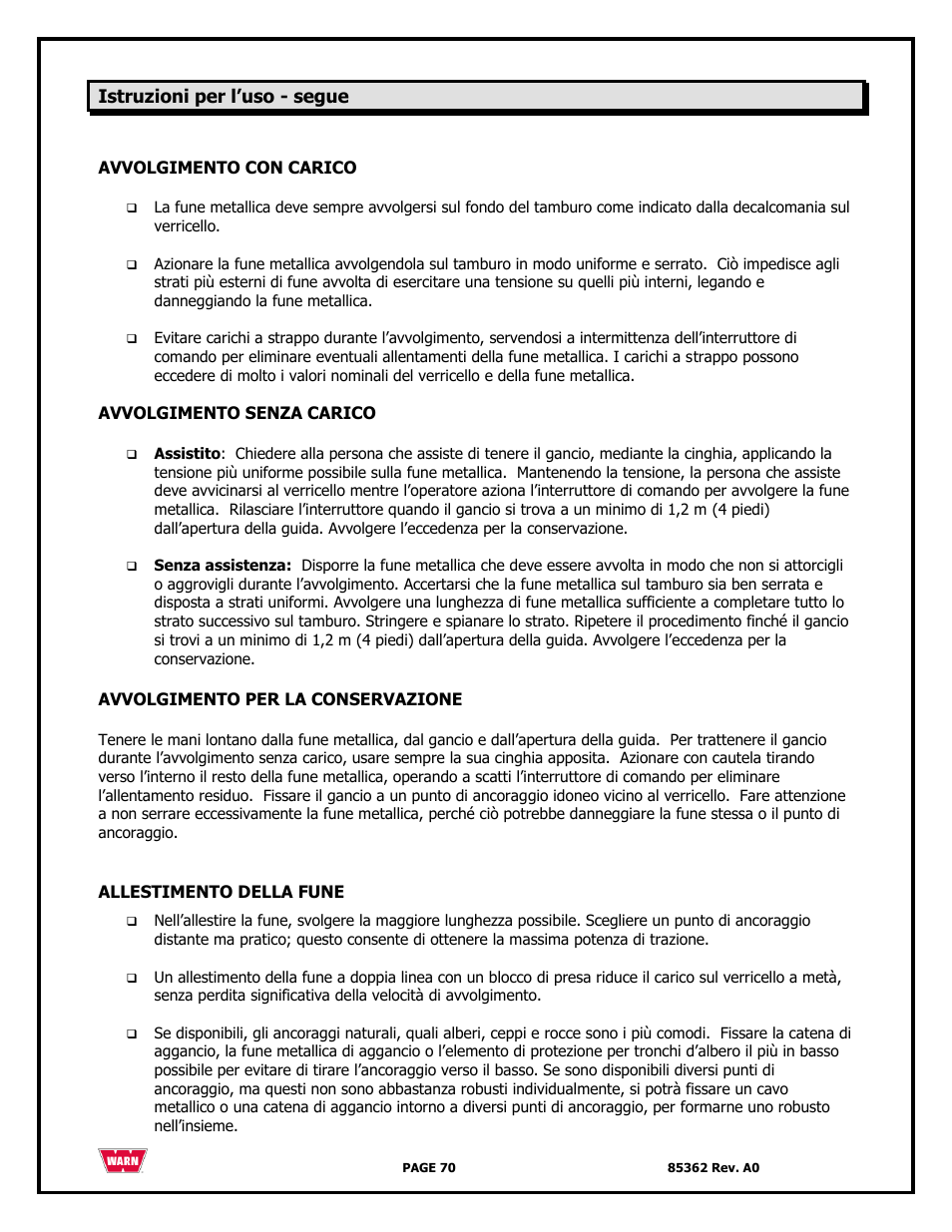 WARN 4700 DC User Manual | Page 70 / 127