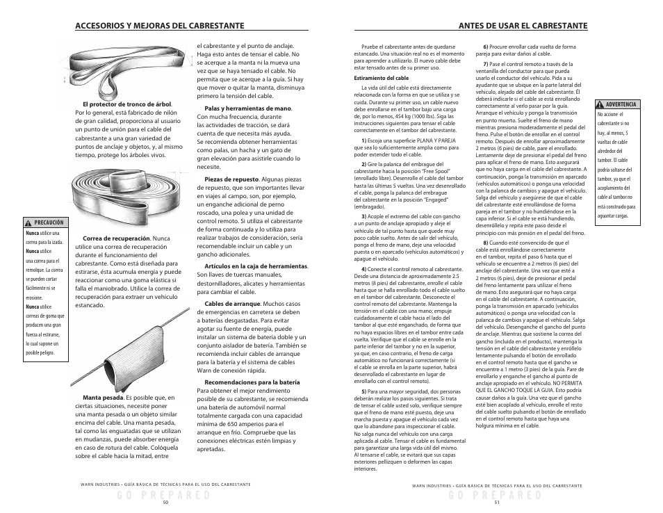 Accesorios y mejoras del cabrestante, Antes de usar el cabrestante | WARN Tabor 12K User Manual | Page 28 / 33