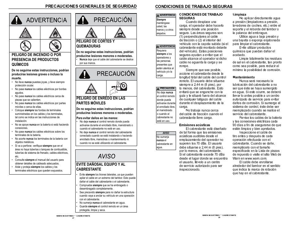 WARN 9.5xp User Manual | Page 16 / 20