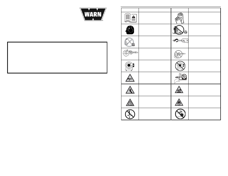 Verricello installazione e guida per l'operatore, Indice dei simboli | WARN XD9000i User Manual | Page 27 / 38