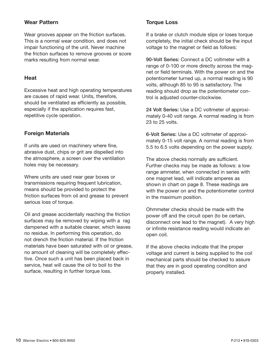 Warner Electric Electro-Module EM-50, EM-100, EM-180, EM-210, EM-215 User Manual | Page 10 / 22
