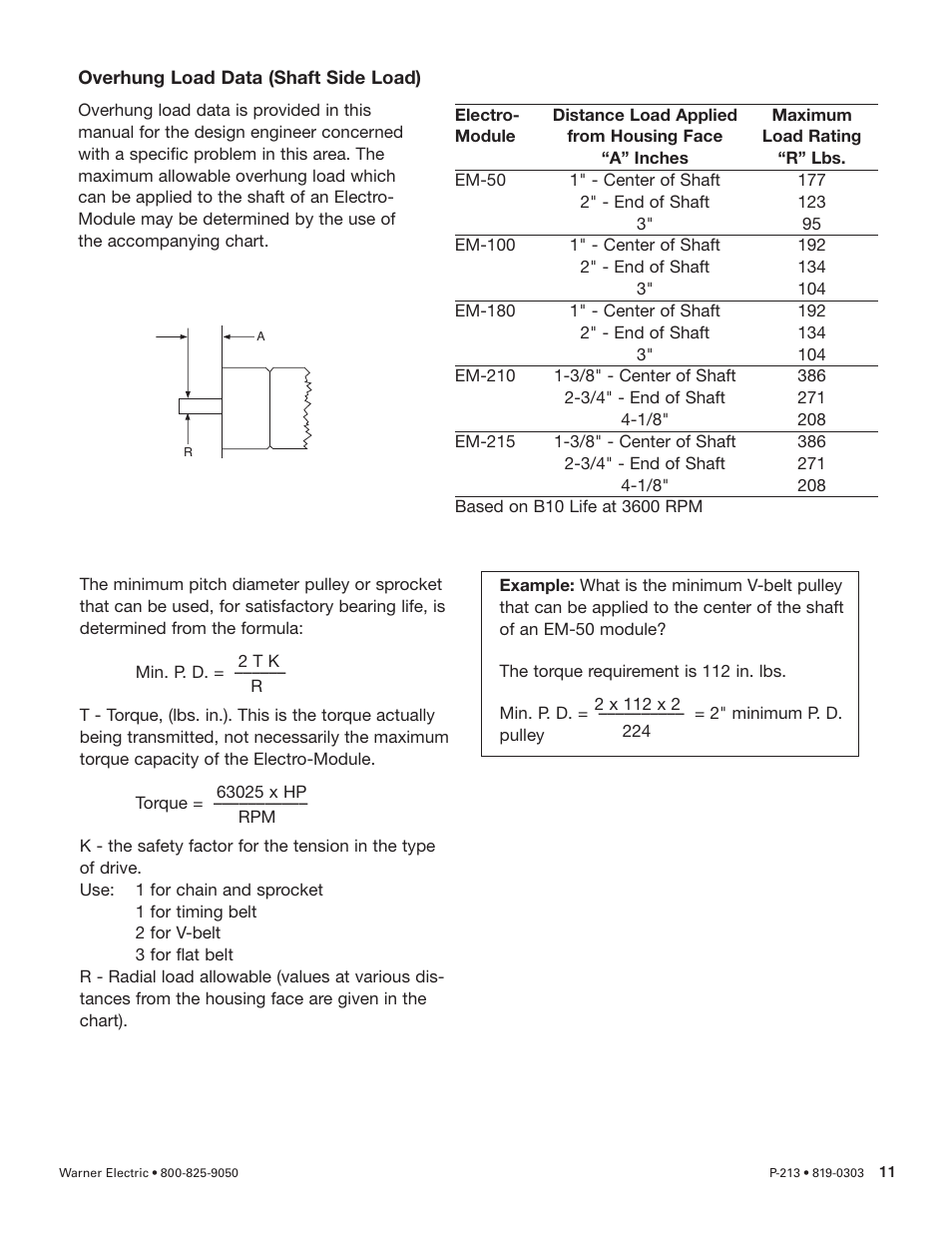 Warner Electric Electro-Module EM-50, EM-100, EM-180, EM-210, EM-215 User Manual | Page 11 / 22