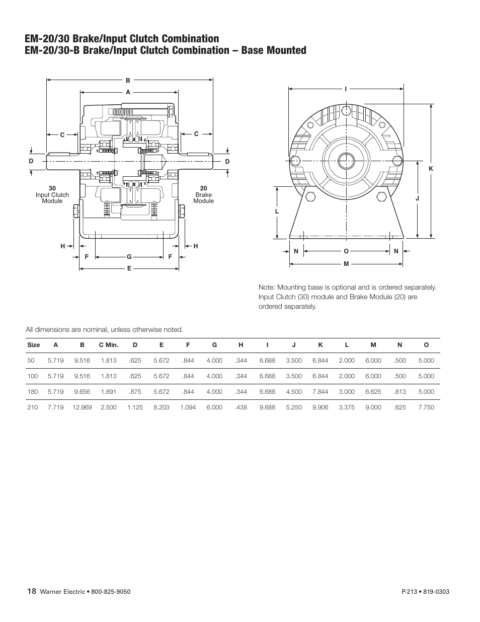 Warner Electric Electro-Module EM-50, EM-100, EM-180, EM-210, EM-215 User Manual | Page 18 / 22