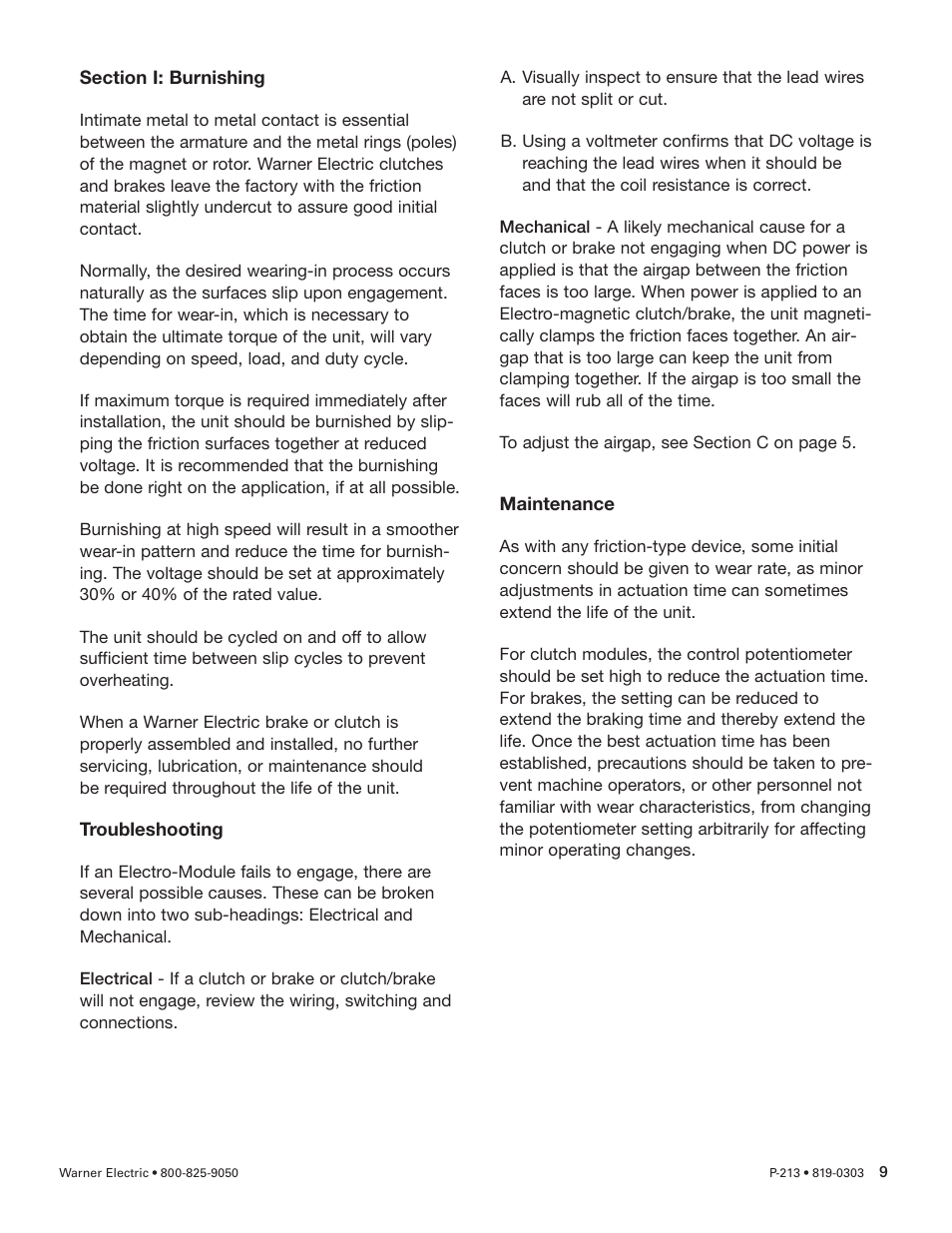 Warner Electric Electro-Module EM-50, EM-100, EM-180, EM-210, EM-215 User Manual | Page 9 / 22