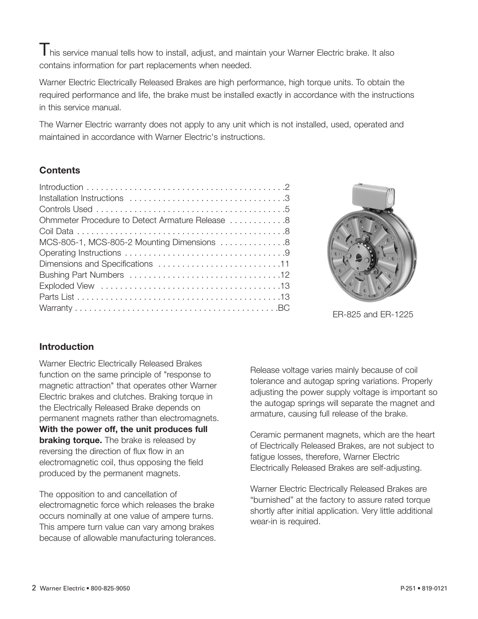 Warner Electric ER 825 and 1225 Heavy Duty User Manual | Page 2 / 14