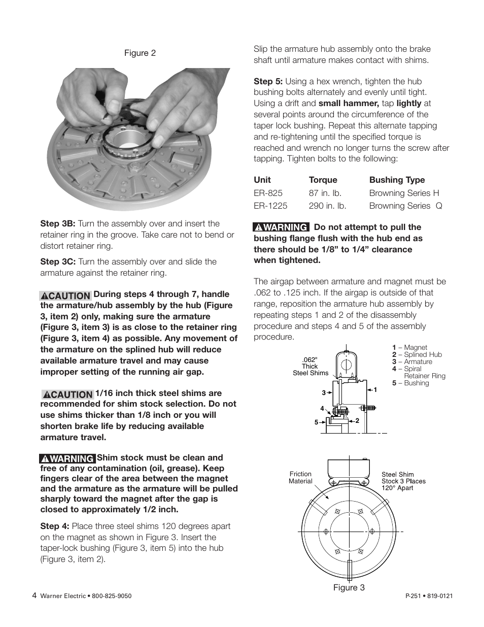 Warner Electric ER 825 and 1225 Heavy Duty User Manual | Page 4 / 14