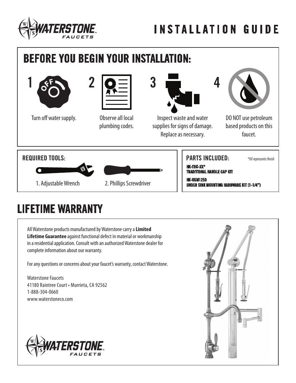 Waterstone GANTRY FAUCET 4410-18 User Manual | Page 2 / 6