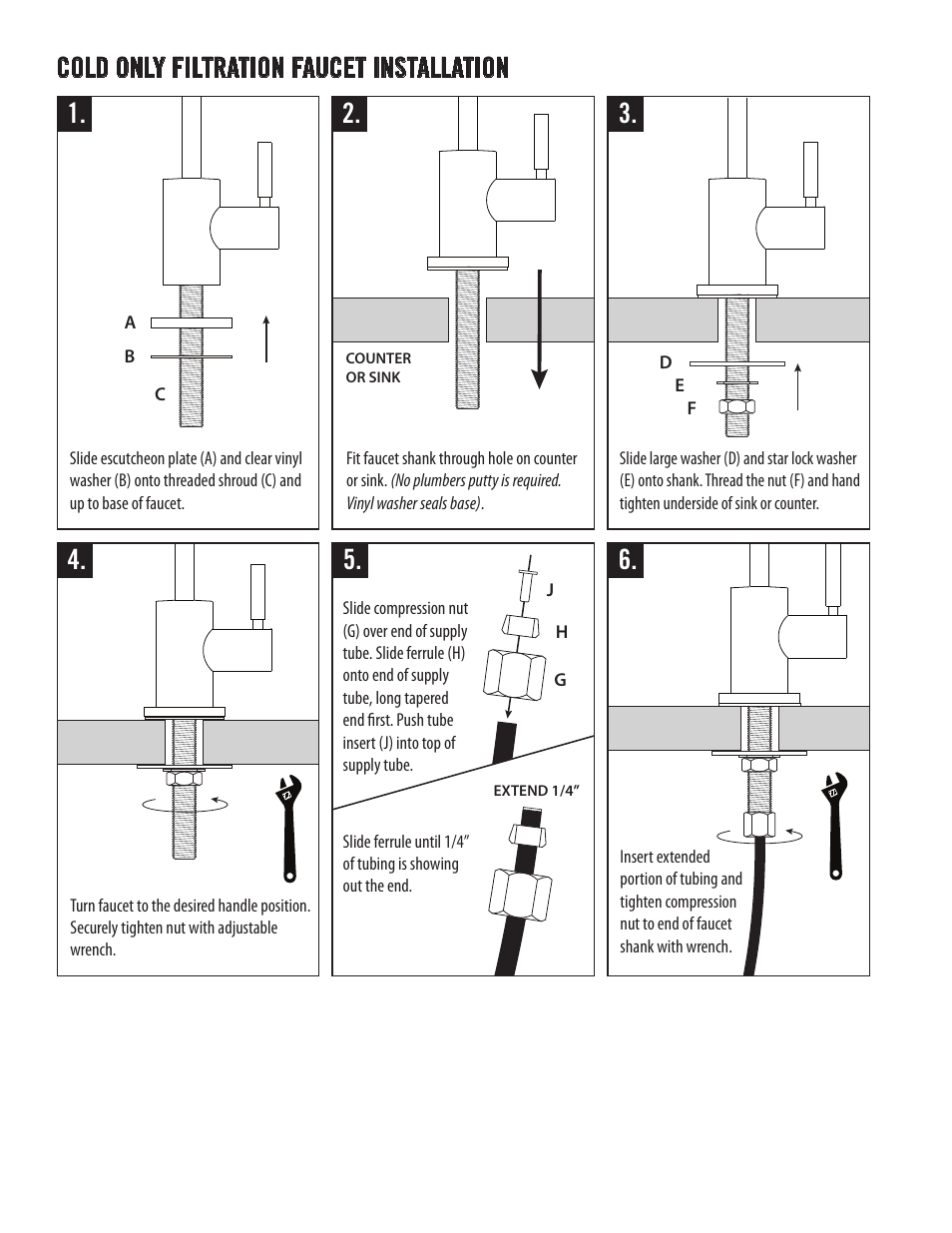 Cold only filtration faucet installation | Waterstone FILTRATION FAUCETS 1900HC User Manual | Page 4 / 6
