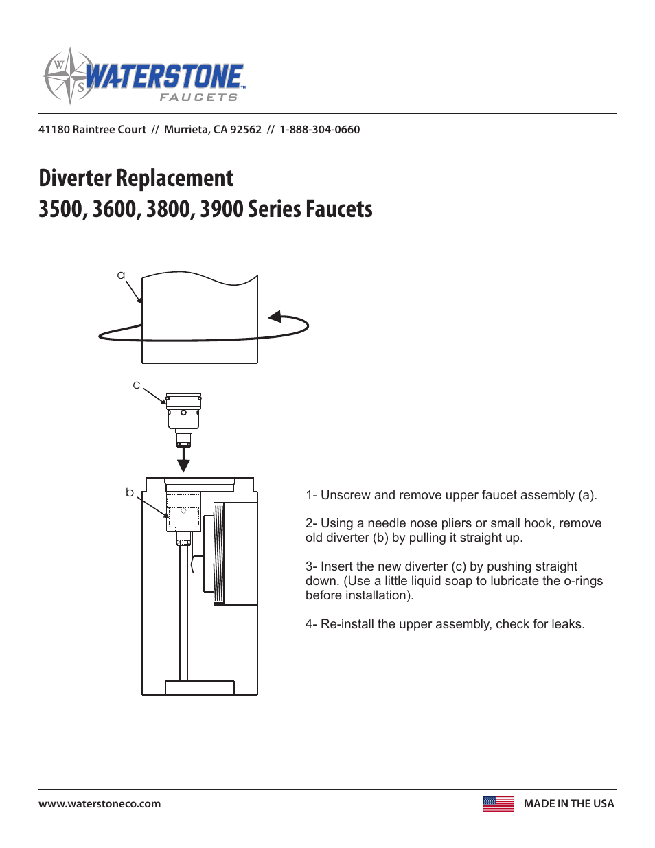 Waterstone Diverter 3500, 3600, 3800, 3900 Series User Manual | 1 page