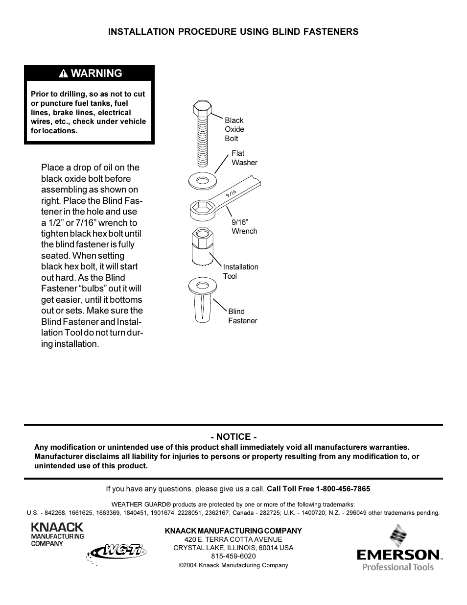 Warning | WEATHER GUARD 3400 User Manual | Page 6 / 6