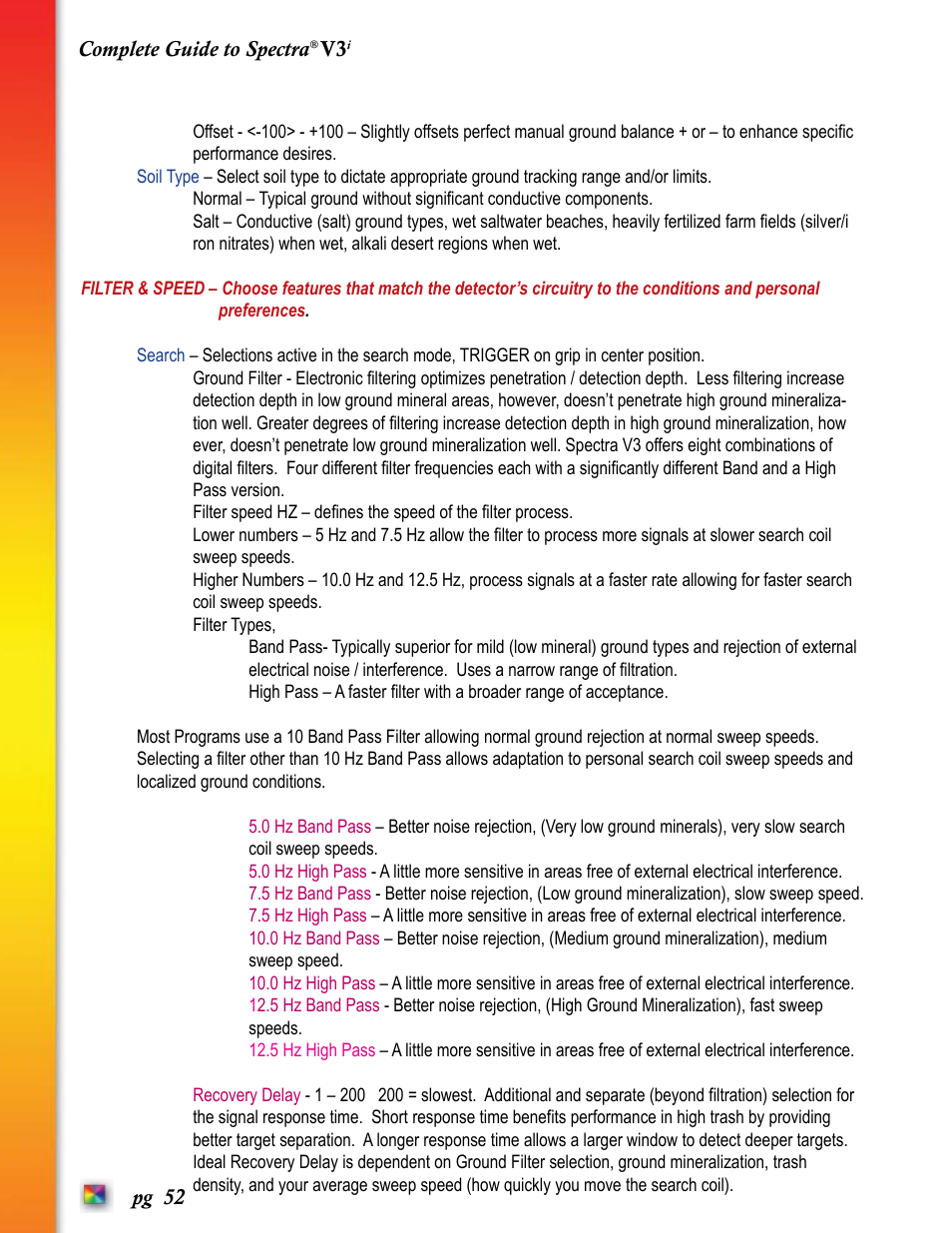 White’s Electronics Spectra V3i User Manual | Page 52 / 64