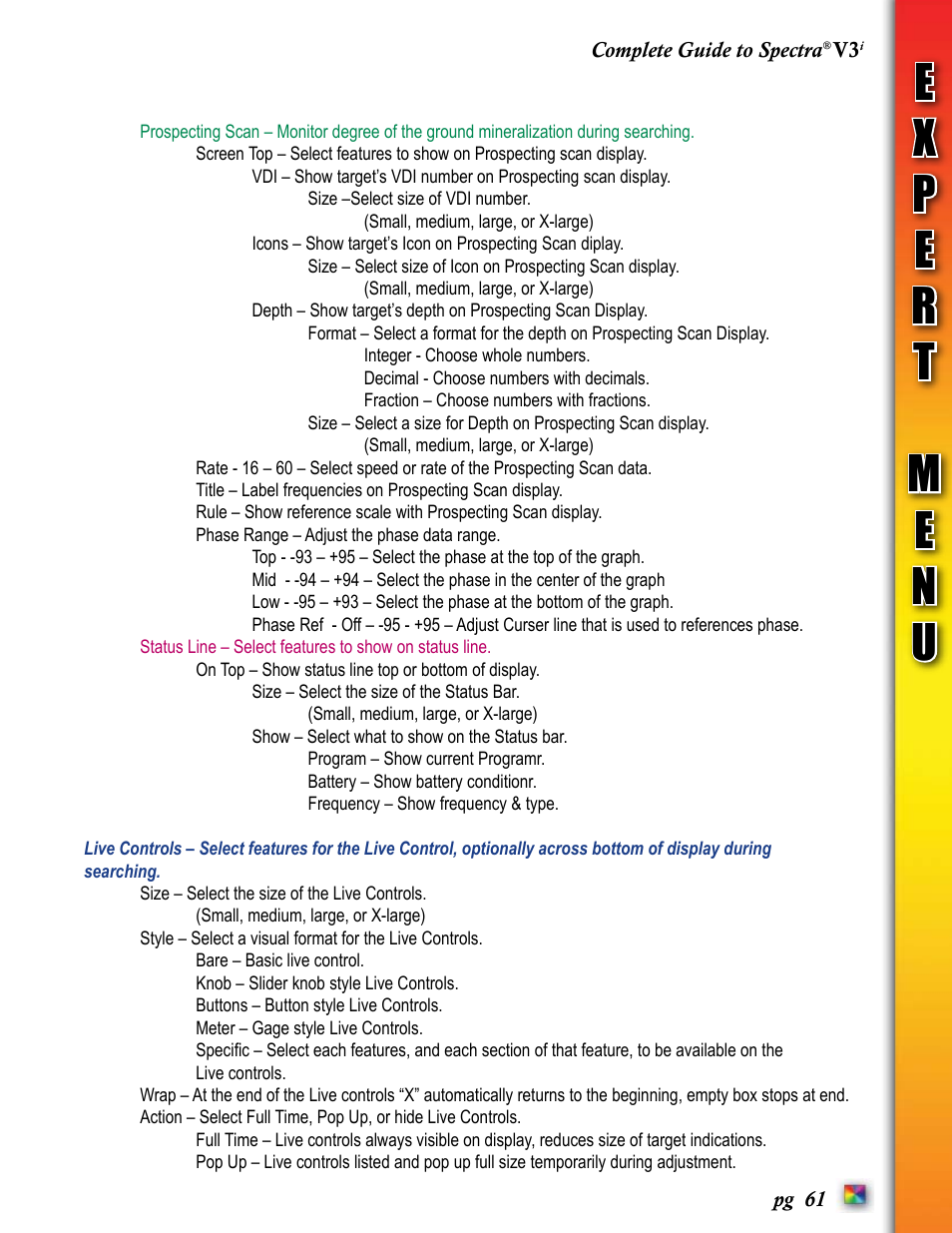 White’s Electronics Spectra V3i User Manual | Page 61 / 64