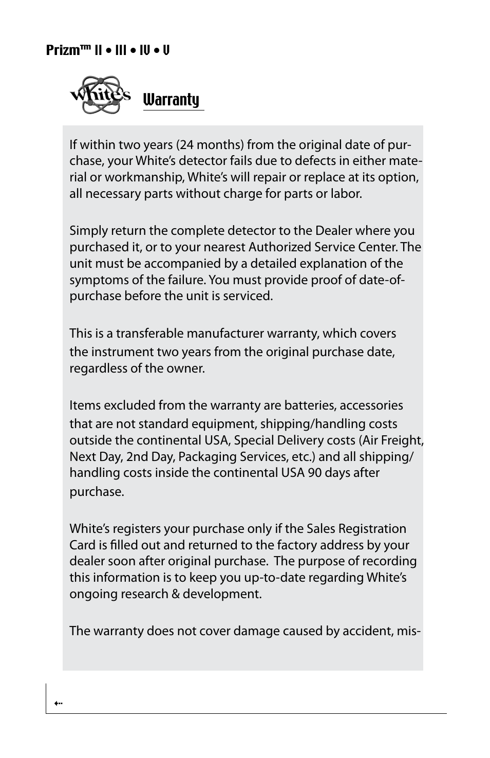 White’s Electronics Prizm Combined User Manual | Page 26 / 32
