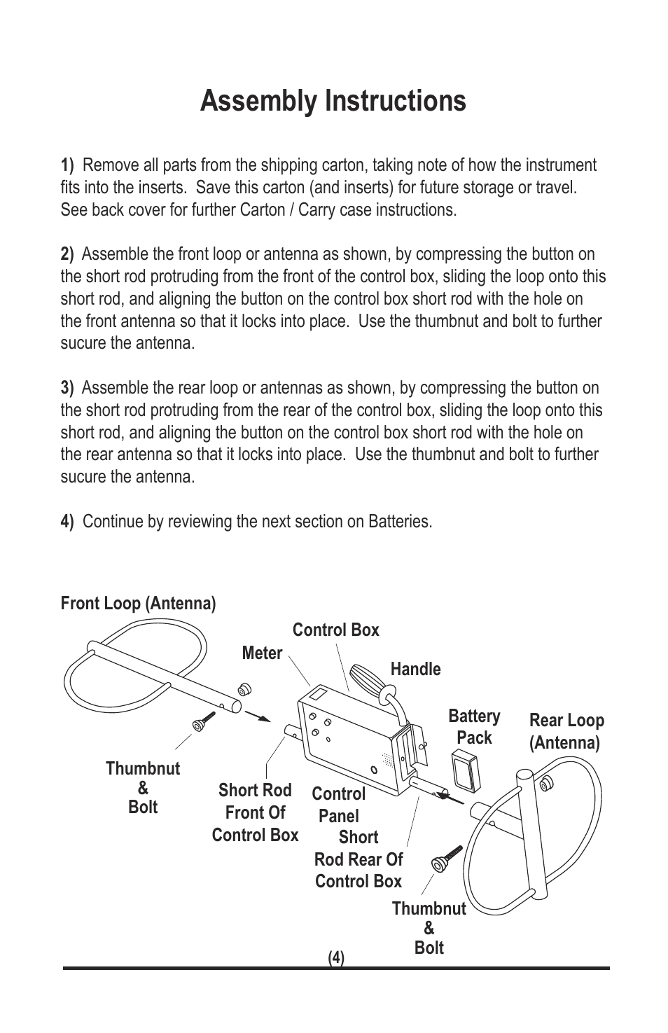 Assembly instructions | White’s Electronics TM 808 User Manual | Page 4 / 40