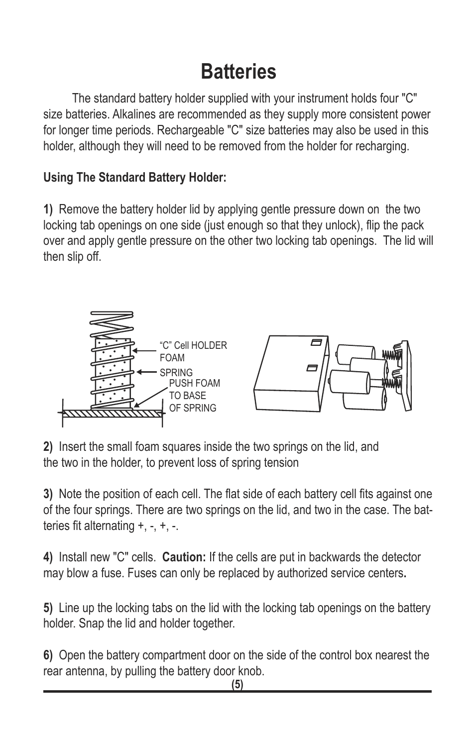 Batteries | White’s Electronics TM 808 User Manual | Page 5 / 40