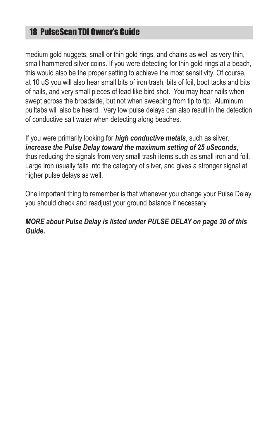 White’s Electronics TDI User Manual | Page 18 / 40