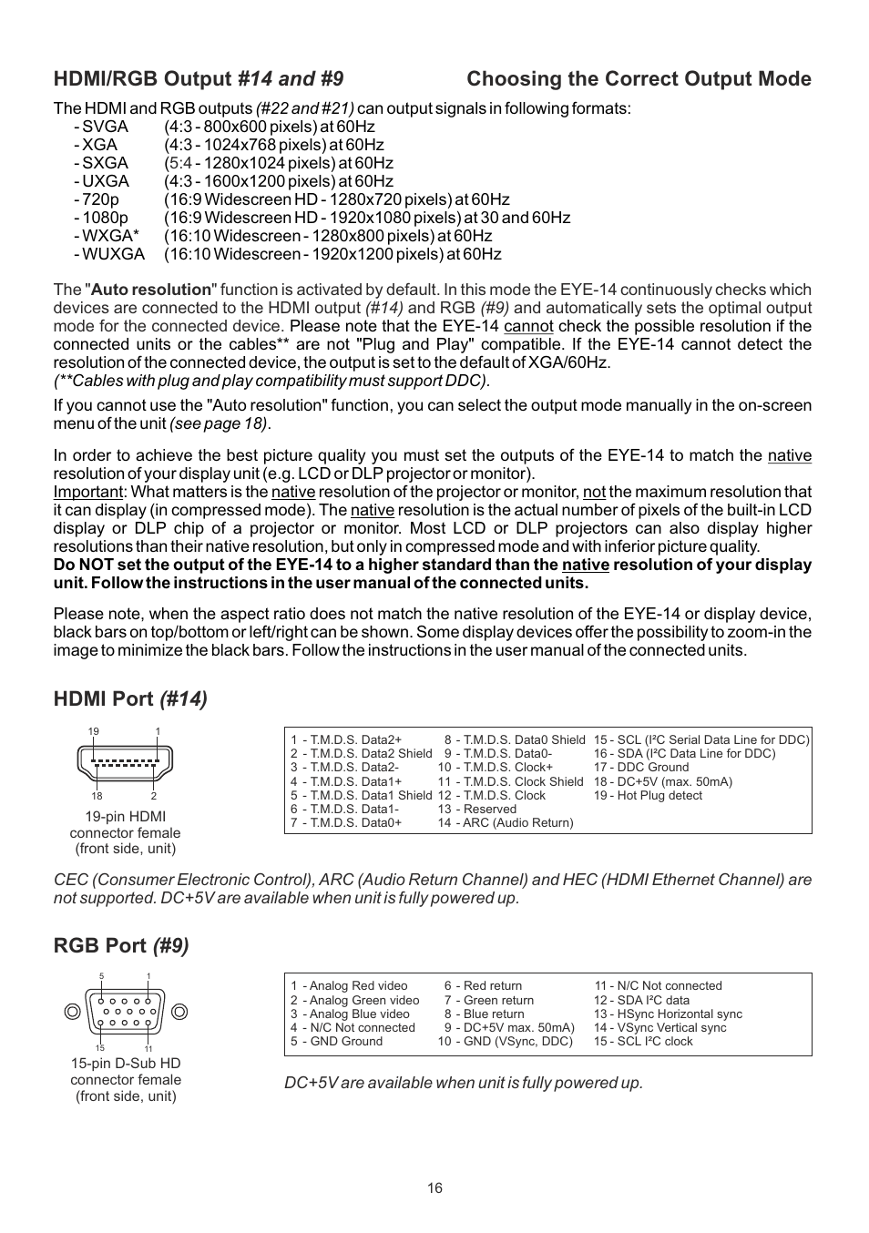 Hdmi port (#14) rgb port (#9) | WolfVision EYE-14 User Manual User Manual | Page 17 / 28