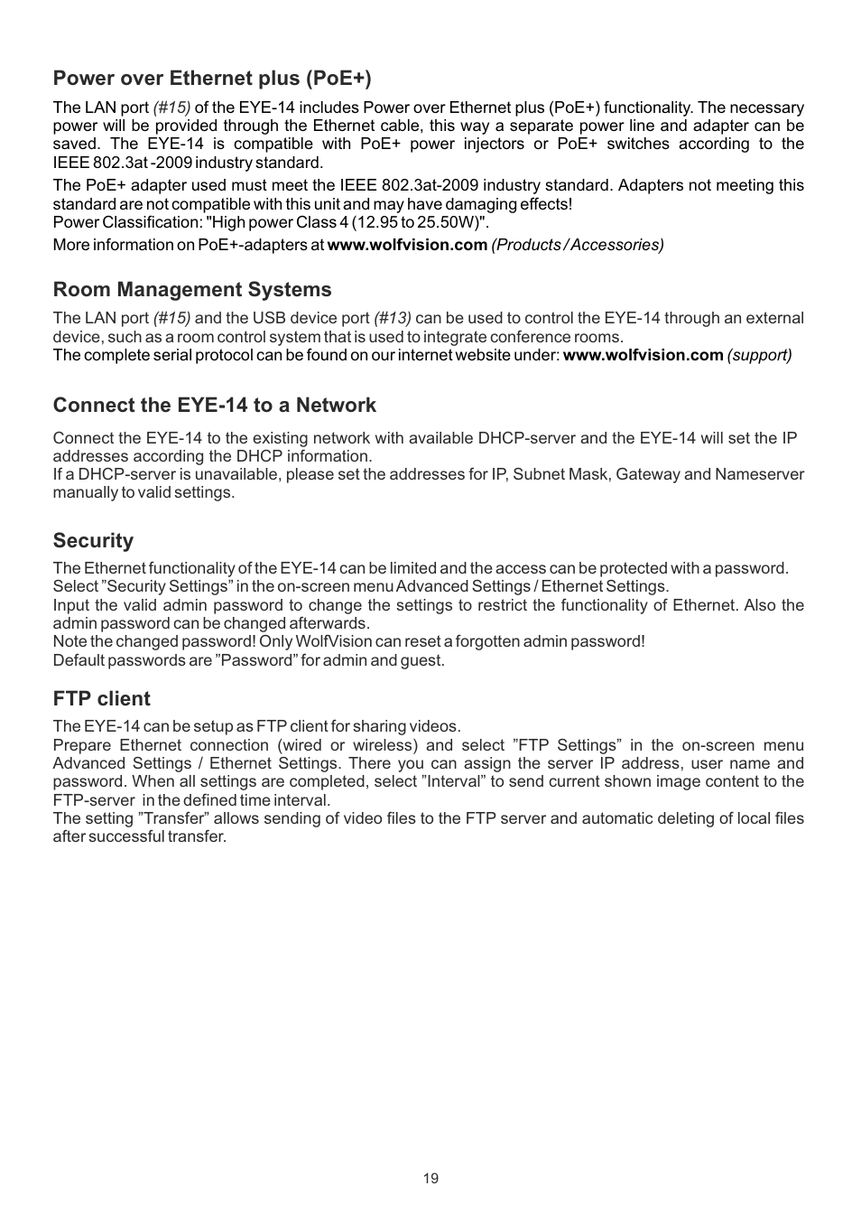 WolfVision EYE-14 User Manual User Manual | Page 20 / 28