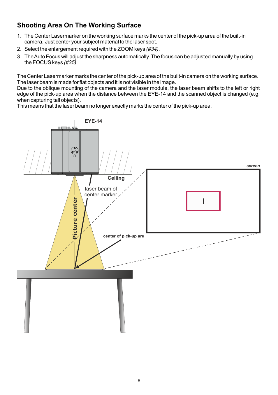 Shooting area on the working surface | WolfVision EYE-14 User Manual User Manual | Page 9 / 28