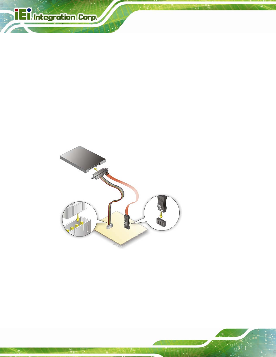 7 internal peripheral device connections, 1 sata drive connection, Nternal | Eripheral, Evice, Onnections, Figure 4-9: sata drive cable connection | IEI Integration KINO-CV-D25501_N26001 User Manual | Page 72 / 167