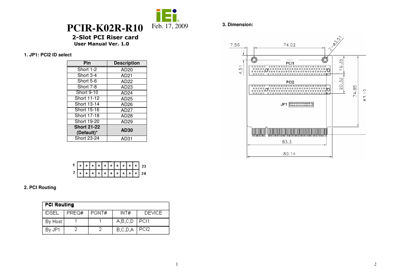 IEI Integration PCIR-K02R-R10 User Manual | 1 page