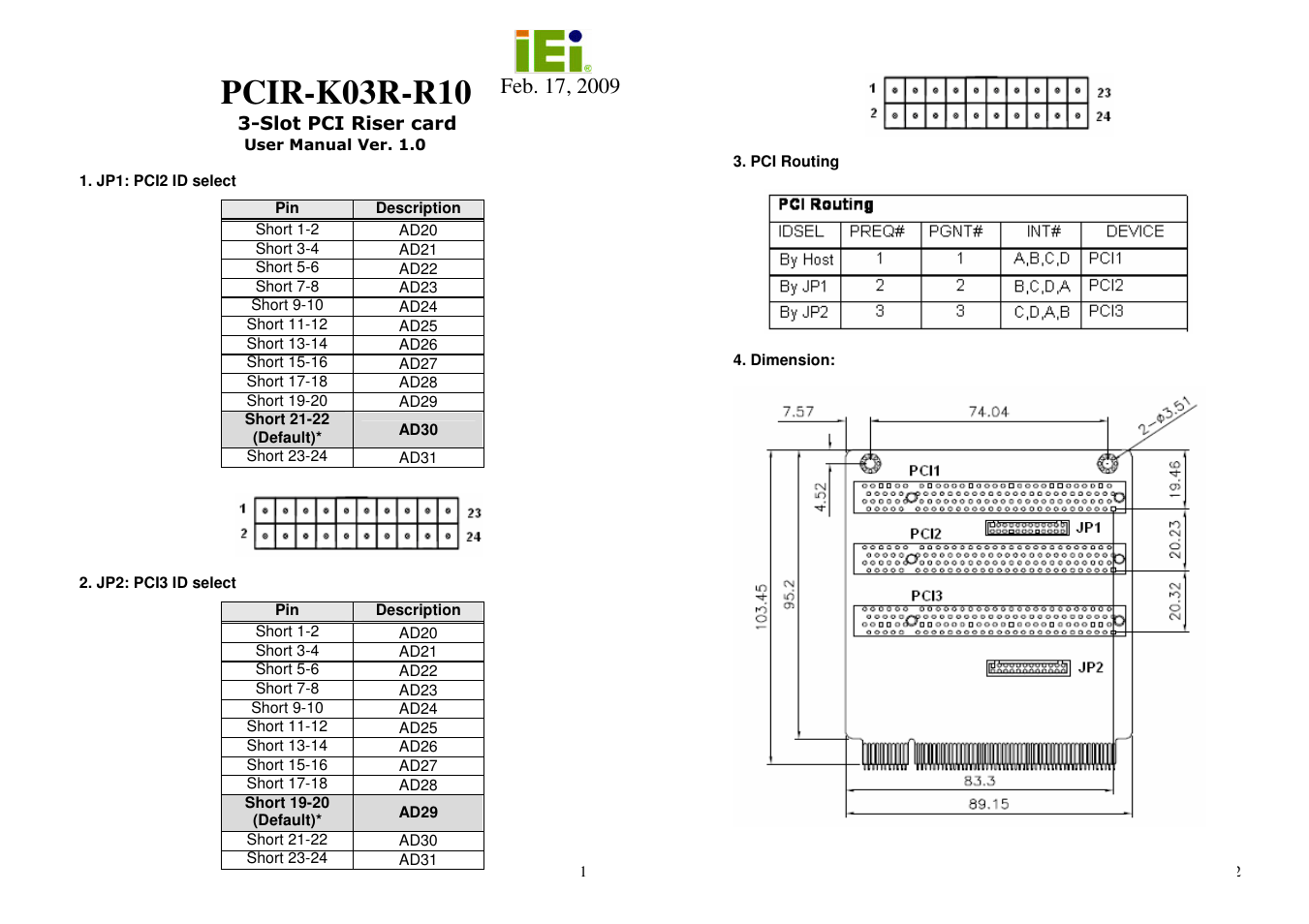 IEI Integration PCIR-K03R-R10 User Manual | 1 page
