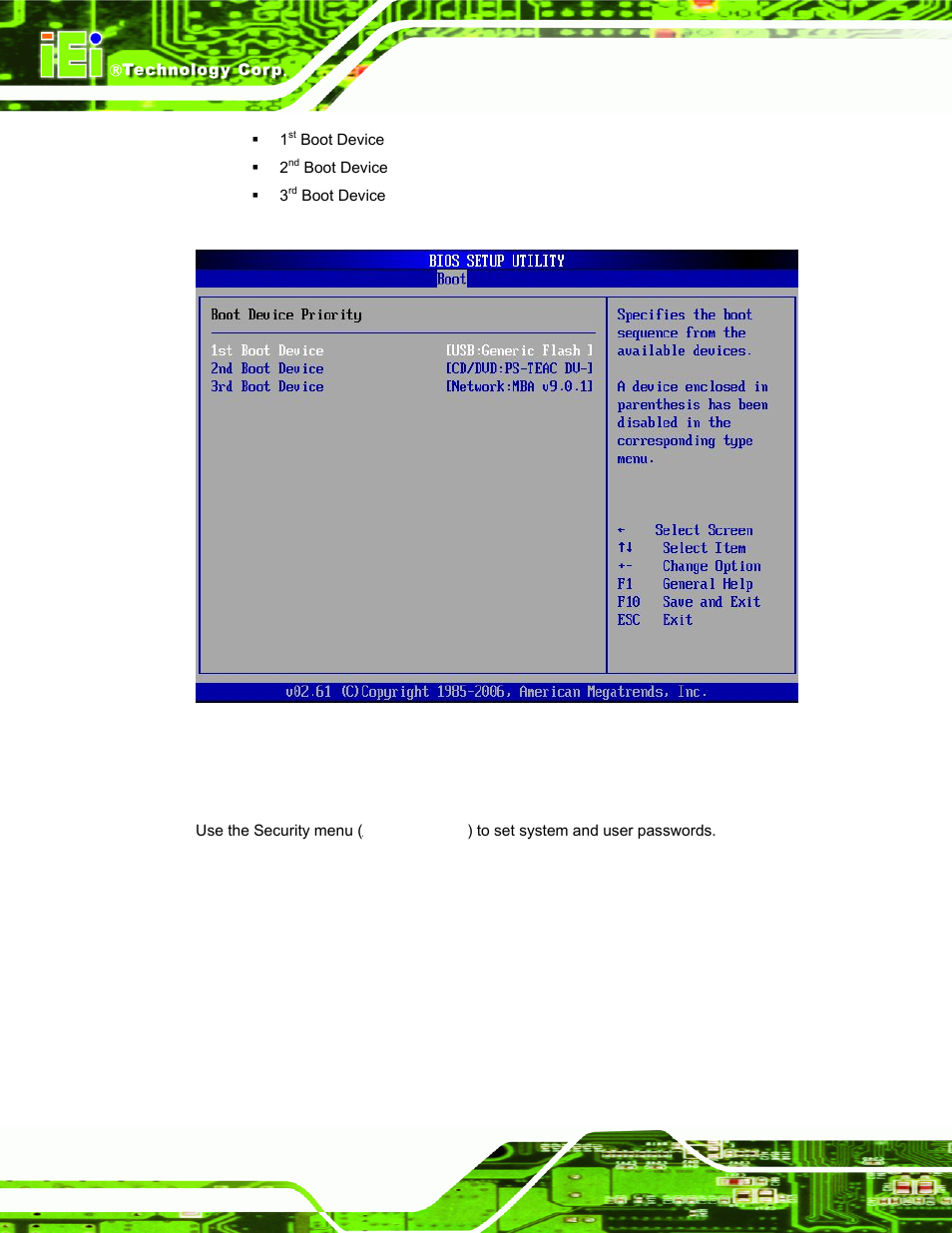 6 security | IEI Integration ECW-281B-N270-WT v2.10 User Manual | Page 108 / 179