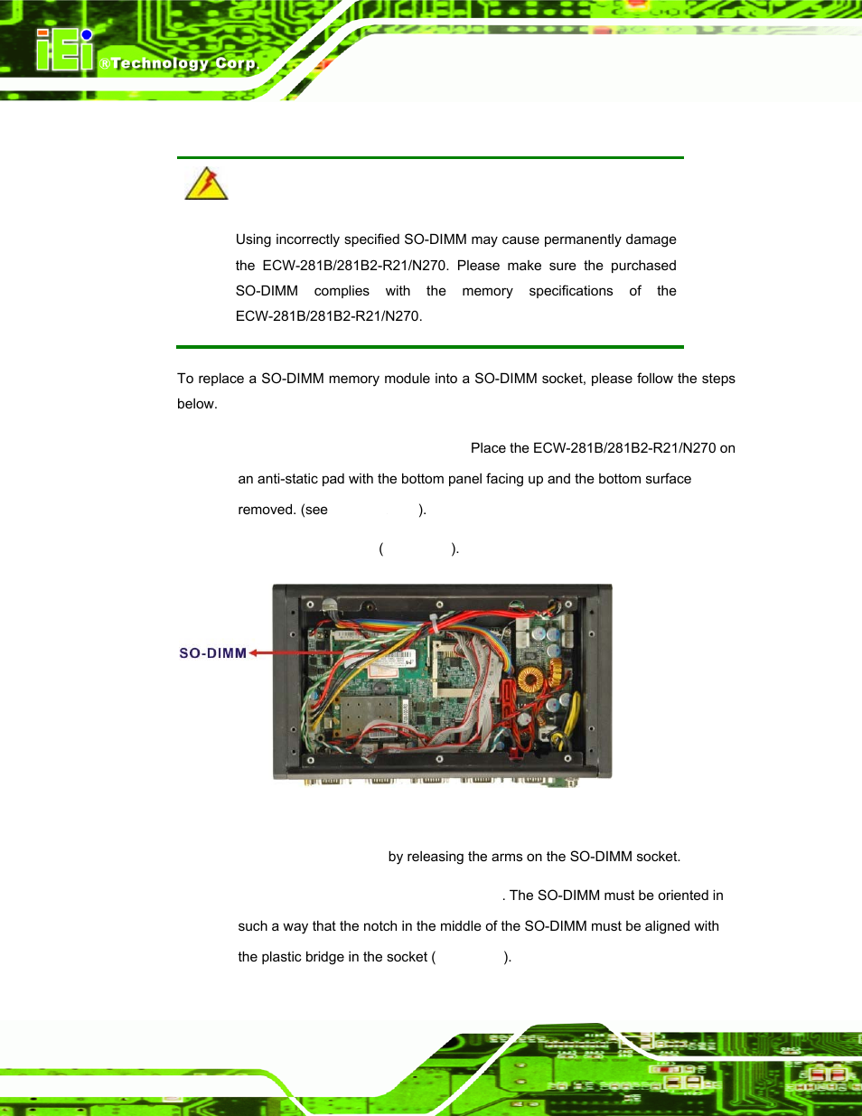 1 so-dimm replacement | IEI Integration ECW-281B-N270-WT v2.10 User Manual | Page 138 / 179