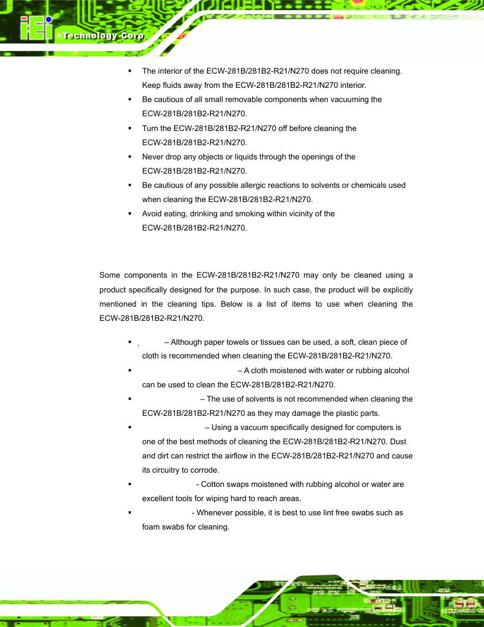 A.2.2 cleaning tools | IEI Integration ECW-281B-N270-WT v2.10 User Manual | Page 144 / 179