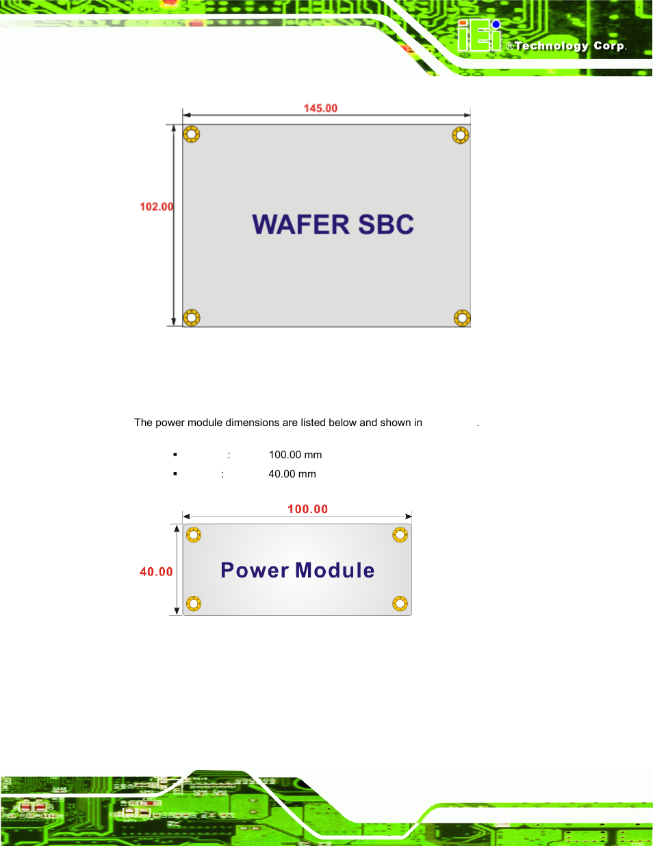 3 power module dimensions | IEI Integration ECW-281B-N270-WT v2.10 User Manual | Page 27 / 179