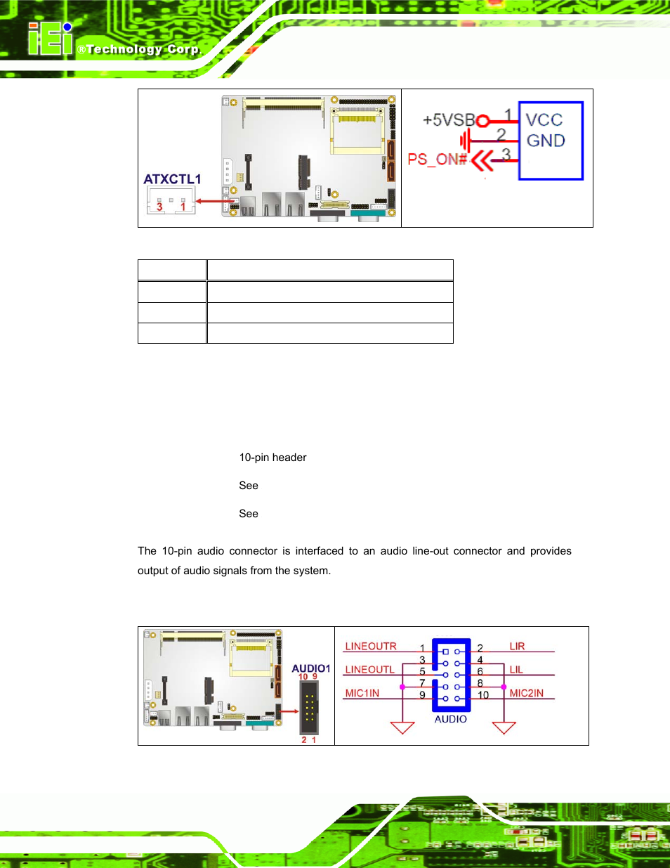3 audio connector (10-pin) | IEI Integration ECW-281B-N270-WT v2.10 User Manual | Page 38 / 179