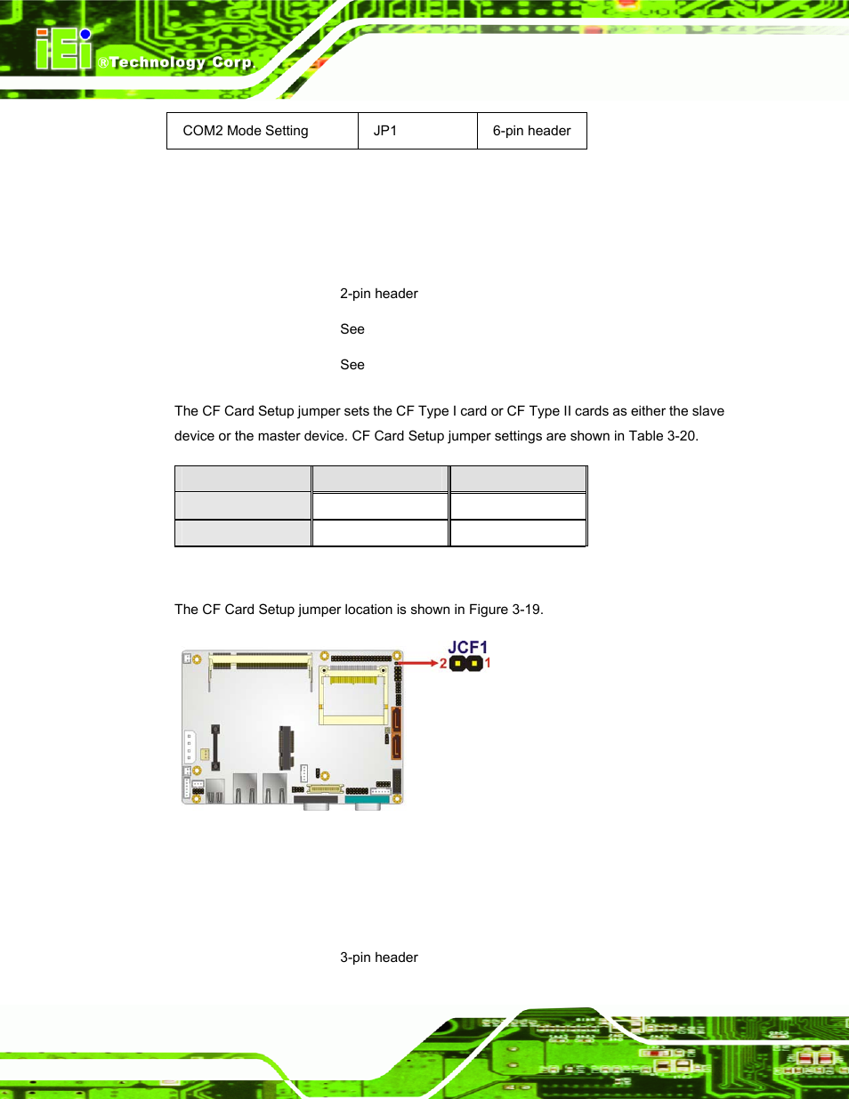 1 cf card setup, 2 clear cmos jumper | IEI Integration ECW-281B-N270-WT v2.10 User Manual | Page 54 / 179