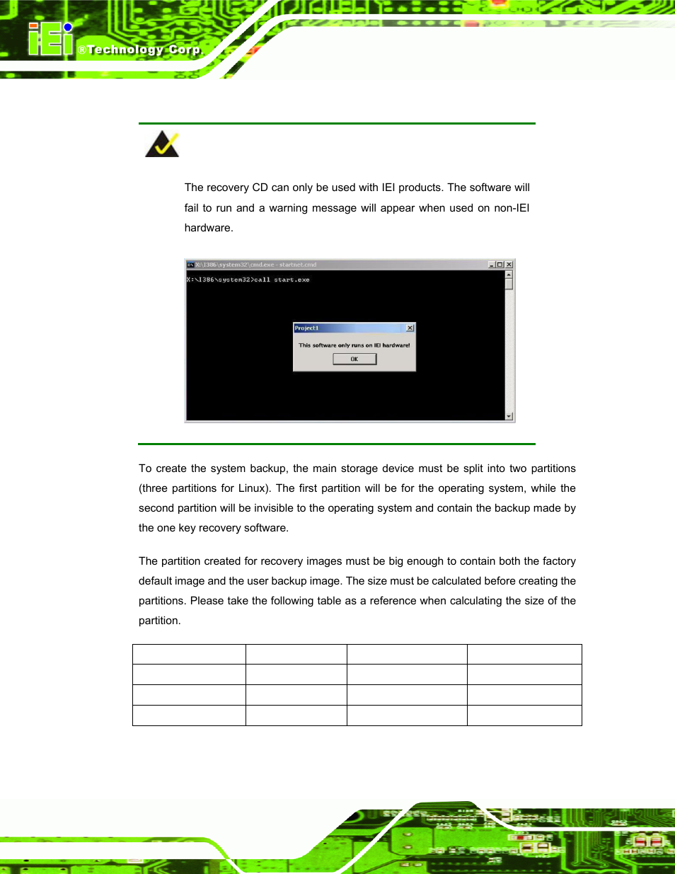 A.1.1 system requirement | IEI Integration uIBX-200-VX800 v2.10 User Manual | Page 80 / 116