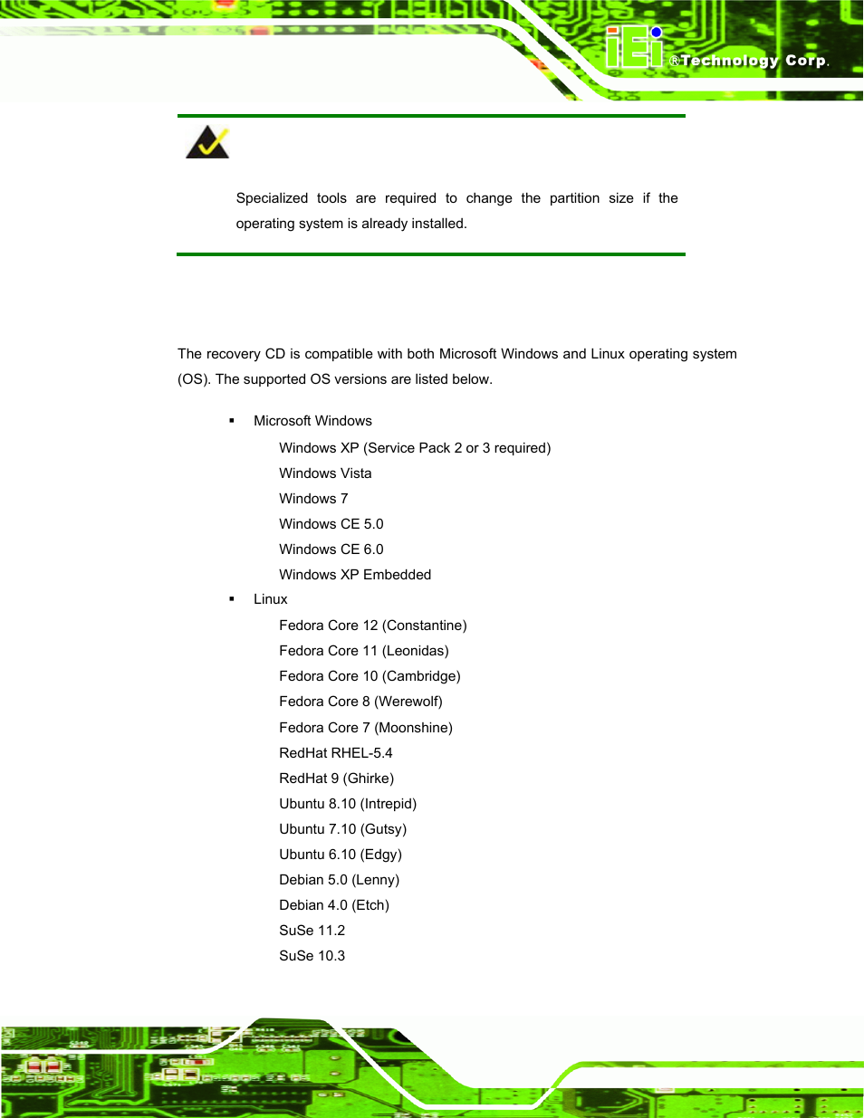 A.1.2 supported operating system | IEI Integration uIBX-200-VX800 v2.10 User Manual | Page 81 / 116