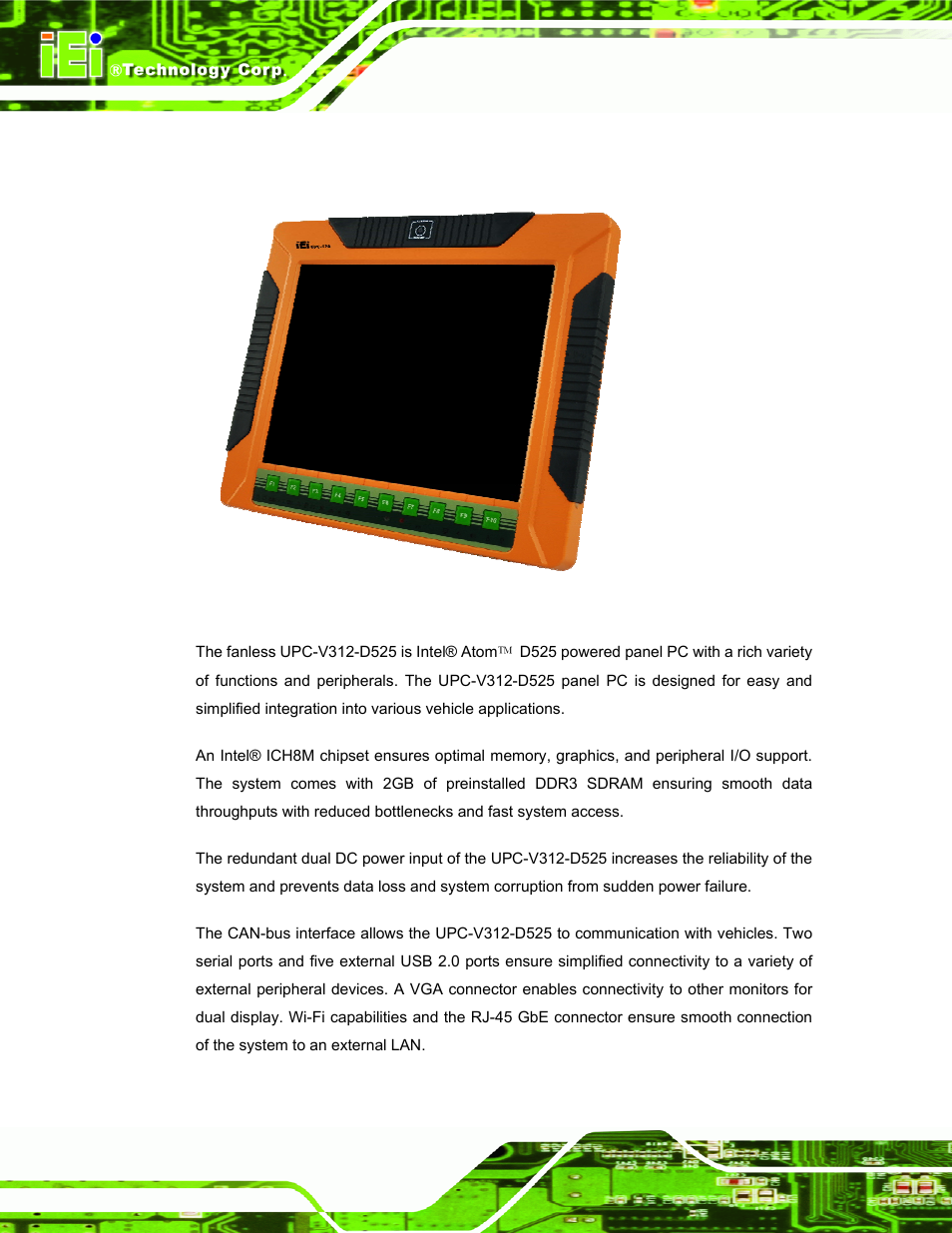 1 overview, Verview, Figure 1-1: upc-v312-d525 panel pc | IEI Integration UPC-V312-D525 v1.10 User Manual | Page 15 / 175