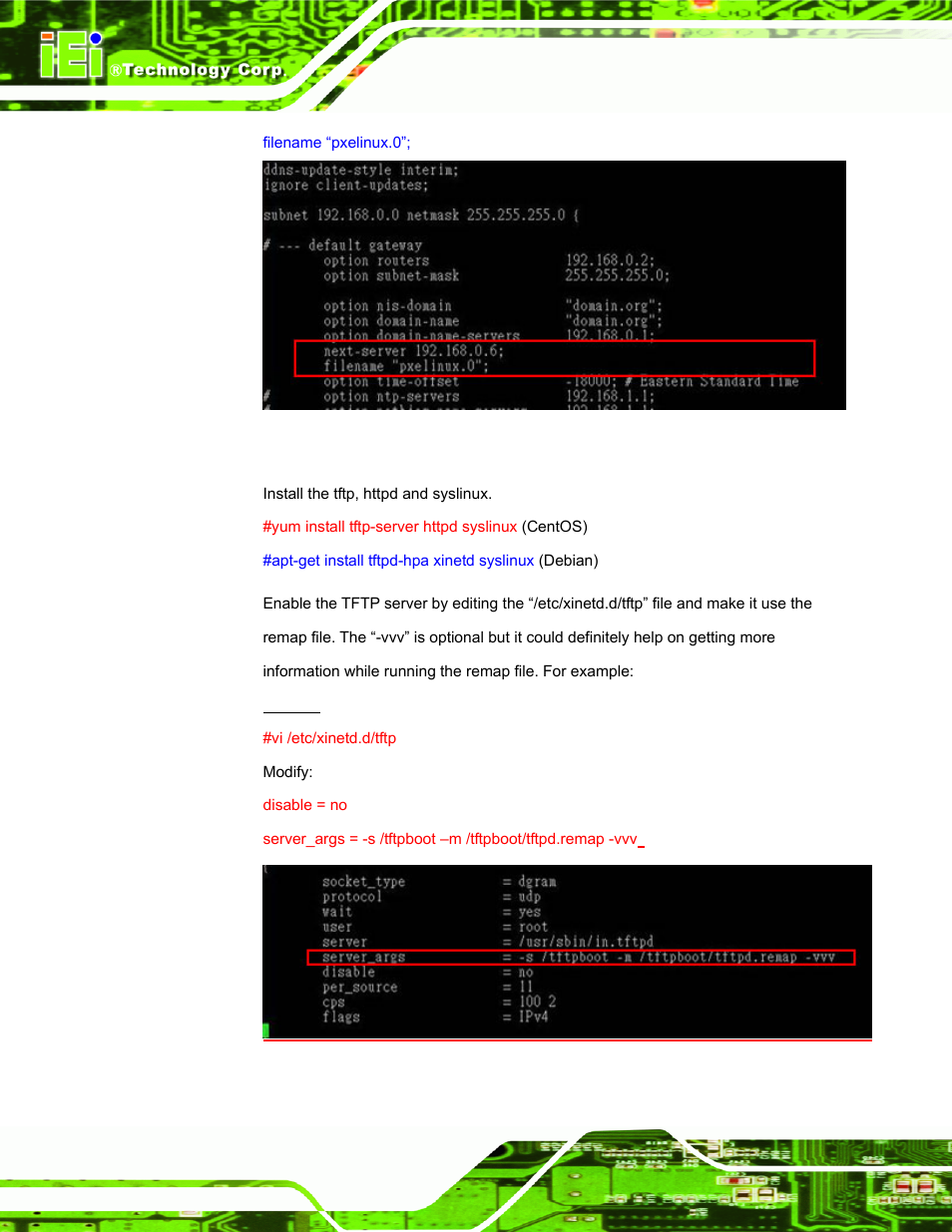 B.6.2 configure tftp settings | IEI Integration UPC-V312-D525 v1.10 User Manual | Page 155 / 175