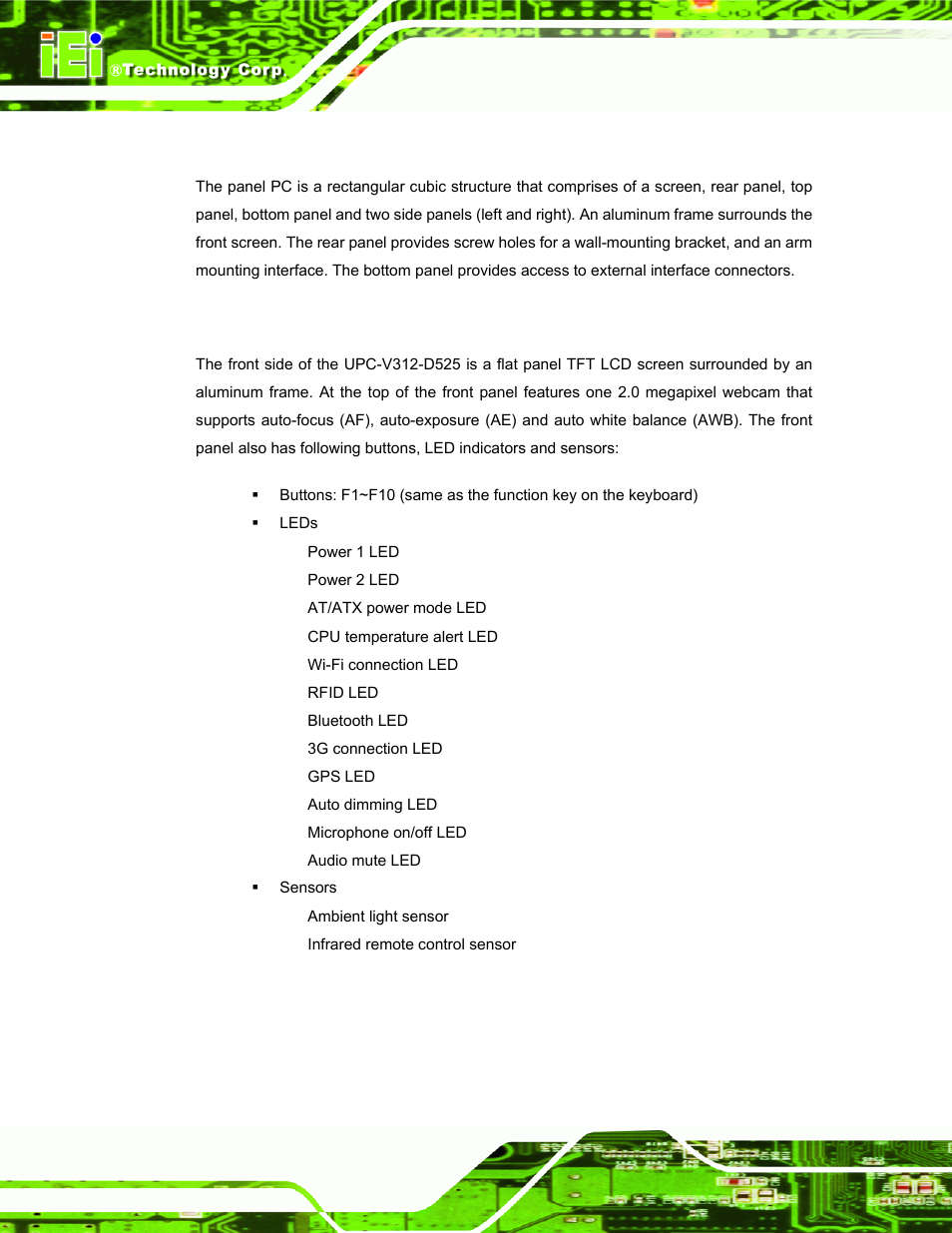 4 external overview, 1 front panel, Xternal | Verview | IEI Integration UPC-V312-D525 v1.10 User Manual | Page 17 / 175