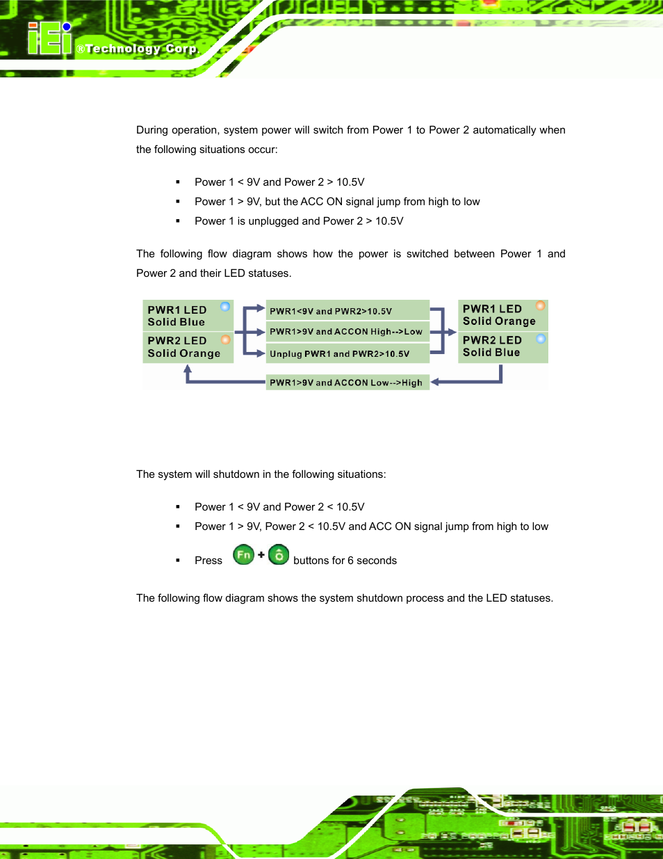 2 switch to backup power, 3 shutdown, Figure 3-37: acc on: switch between pwr1 and pwr2 | IEI Integration UPC-V312-D525 v1.10 User Manual | Page 59 / 175