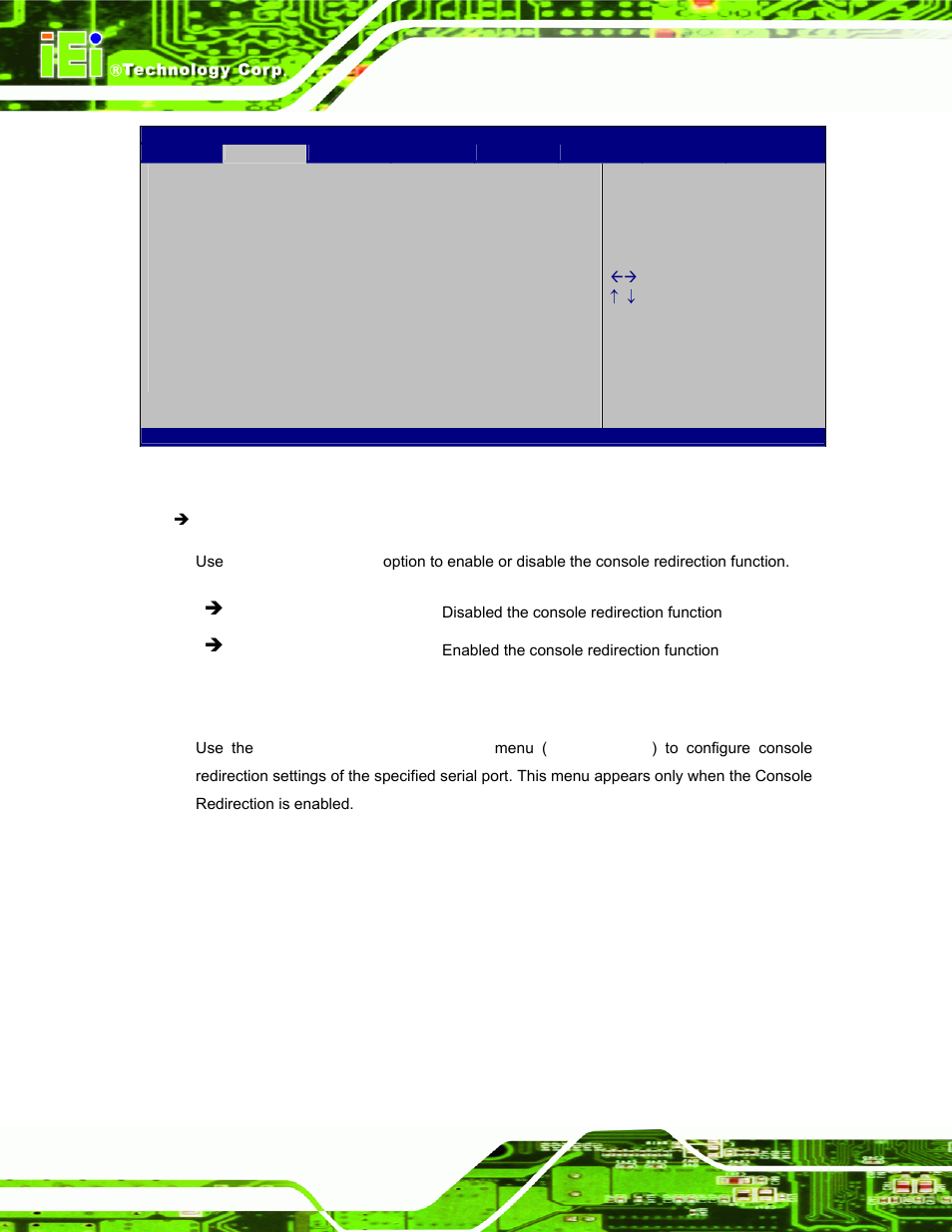 1 console redirection settings | IEI Integration UPC-V312-D525 v1.10 User Manual | Page 81 / 175