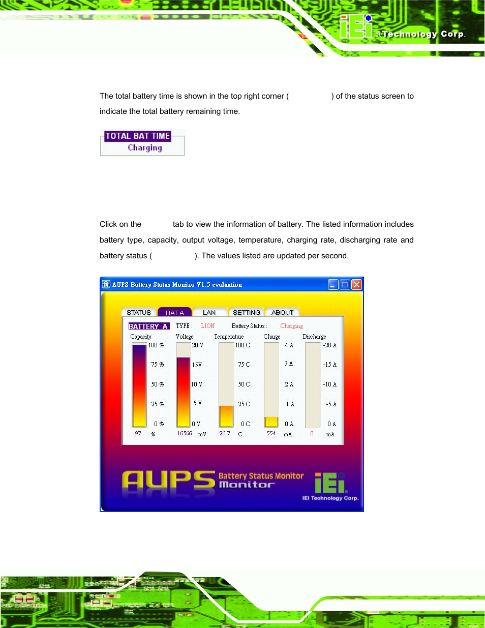 3 total battery time, 3 battery information | IEI Integration UPC-12AH_GM45 v1.00 User Manual | Page 121 / 147